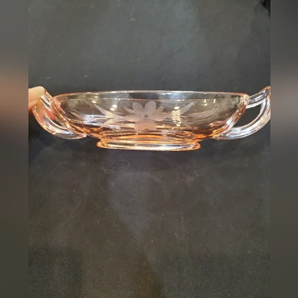Vintage Rose Glass Serving Dish Approx 50 plus years old - Picture 3 of 7